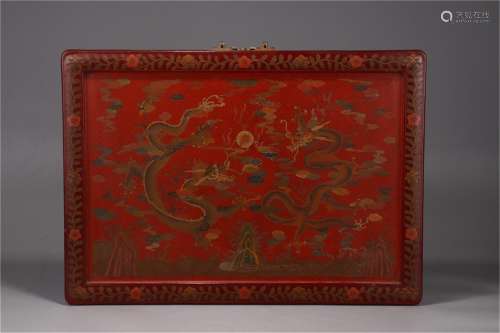 A Chinese Carved Tixi Lacquer Hanging Screen