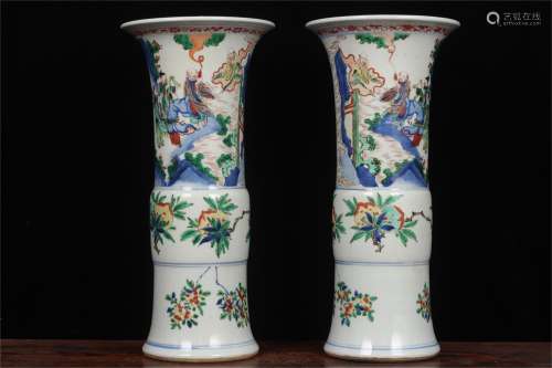 A Pair of Chinese Dou-Cai Porcelain Vases