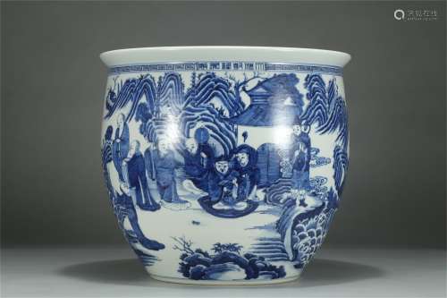 A Chinese Blue and White Porcelain Vat