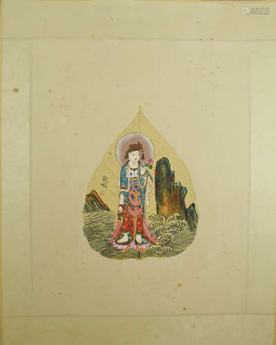 A Chinese Guanyin Painting, Ding Guanpeng Mark