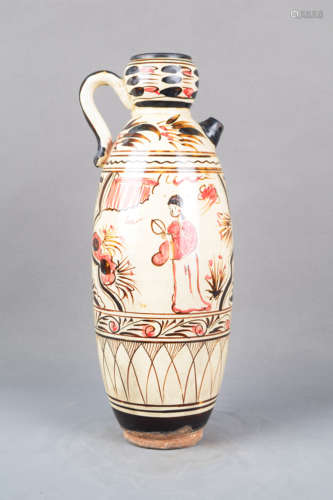 A Cizhou Kiln Figure Porcelain Pot