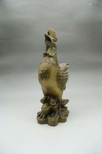 A Copper Rooster Statue