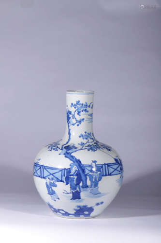 A Blue and White Figure Porcelain Tianqiuping