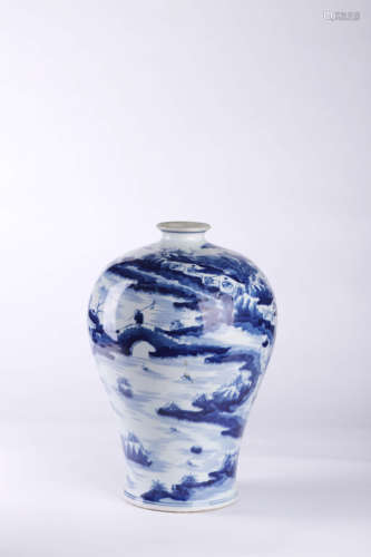 A Landscape and Figure Porcelain Meiping