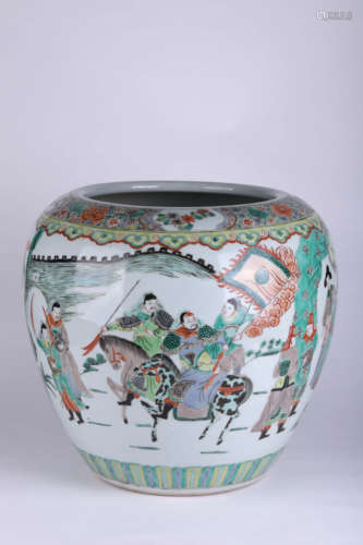 A Multicolored Figure Porcelain Brush Pot