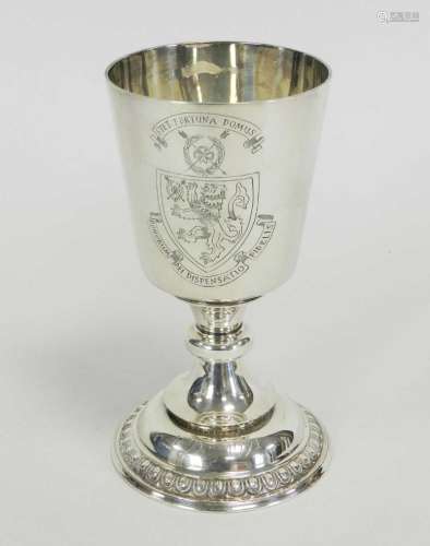 An engraved silver armorial goblet