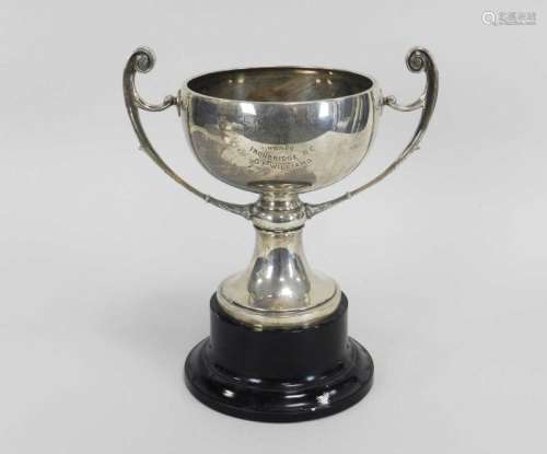 A silver presentation two handled trophy cup