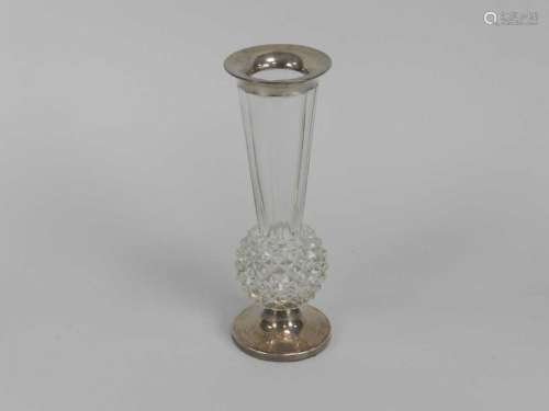 A silver mounted glass vase
