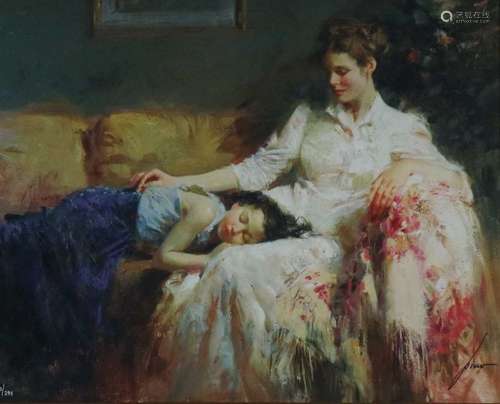 After Pino Daeni (Italian 1939-2010), Mother with Child Resting on her lap Limited Edition Print