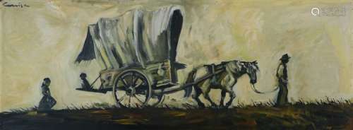 Cavan Corrigan (British Northern School, b.1942), Horse and Wagon oil on board