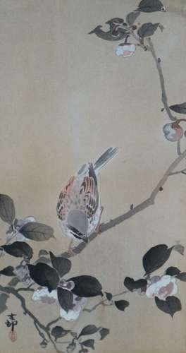 Pair of Oriental Pictures of Birds in Foliage