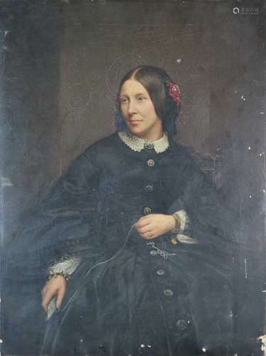 British School (19th Century) Portrait of a Lady Making Lace print on canvas