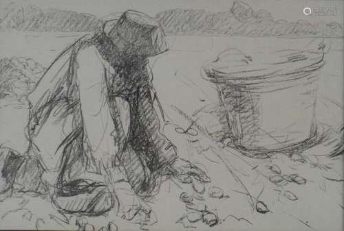 Harry Becker (British 1865-1928), Potato Harvest, Holland Lithograph