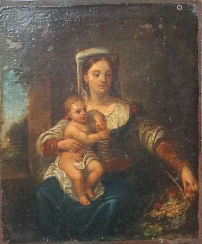 Continental School (18th Century) Madonna and Child oil on canvas