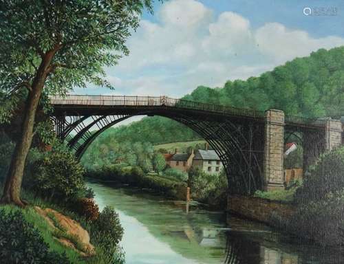 B van der Woning, (20th-21st Century), The Ironbridge oil on canvas