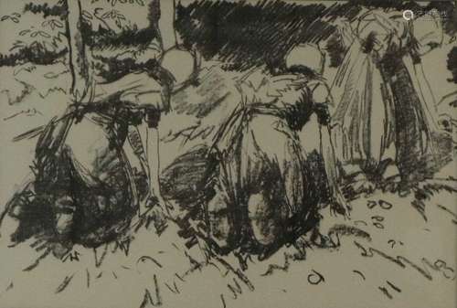 Harry Becker (British 1865-1928) Potato Harvest Holland Lithograph