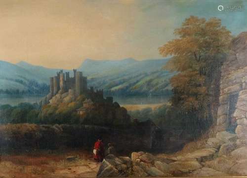 British School (19th Century) Welsh Castle in Snowdonia oil on canvas