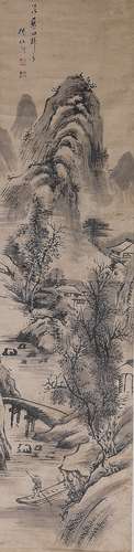 A Chinese  Landscape Painting  楊伯潤 山水掛軸