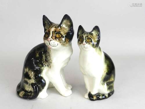 Two Jenny Winstanley Kensington models of cats with glass eyes, 22.5cm and 26cm high (2)