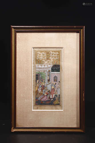 蒙兀兒 伊斯蘭文印度故事圖 A 18th MUGHAL INDIA Painting