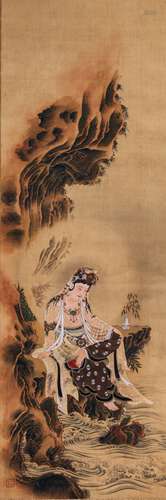 A Buddhism Painting  絹本岩下觀音