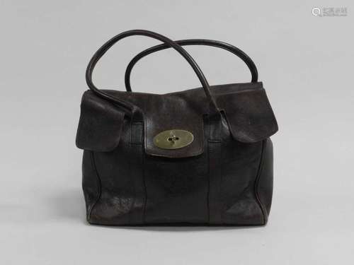 A recent vintage Mulberry leather handbag, of tote type with strap handles and brass clasp, 28cm x