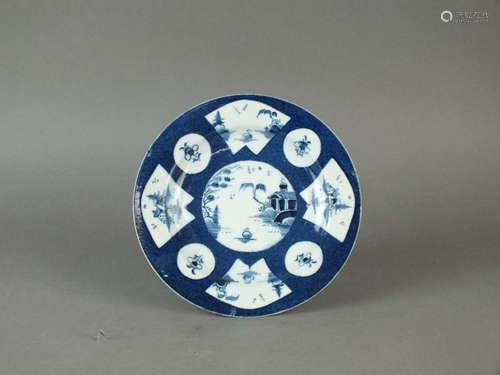 A Bow powder blue landscape plate