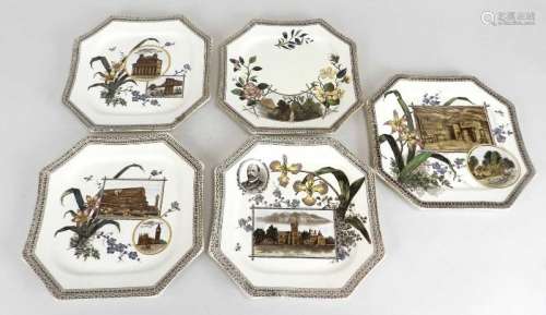 Twelve' World Series' earthenware plates by Wallis Gimson & Co Stoke-on-Trentlate 19th century, of