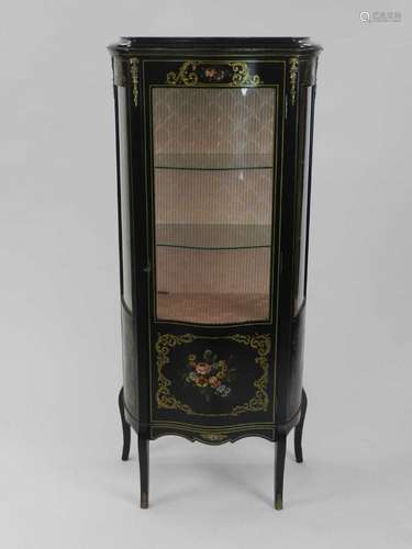 A 20th century, Louis XV style, ebonised and painted vitrine