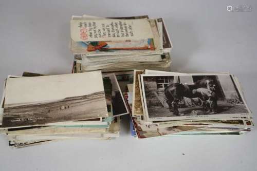 A Box of Edwardian and later postcards, photographs and greetings cards