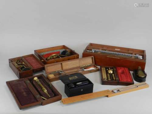 An assembled collection of mainly cased medical implements and scopes, early to mid-20th century,