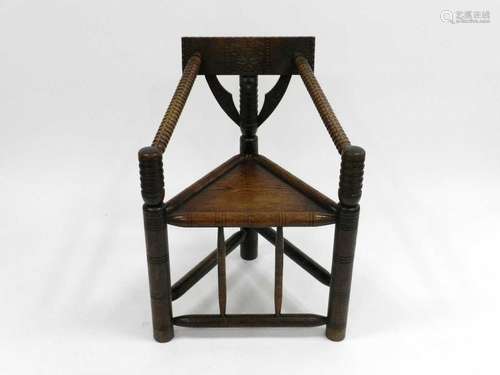 A Victorian carved oak Turner's chairCondition report: Ok, apart from minor chips, dents and