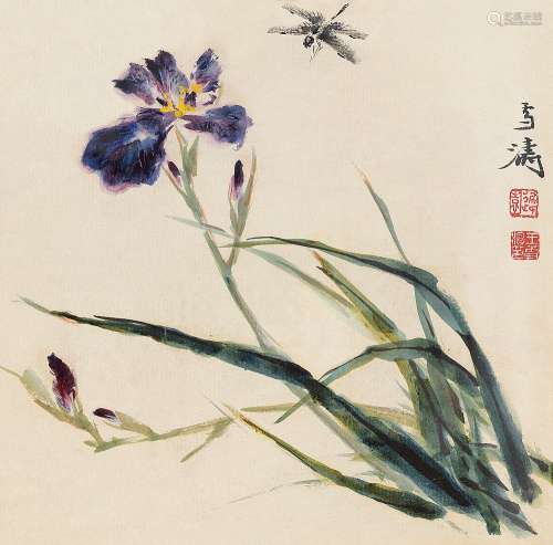 王雪涛(1903-1982) 兰花蜻蜓