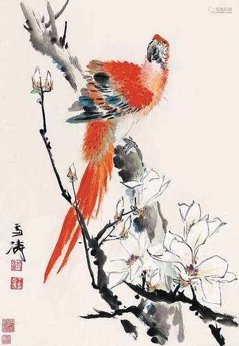 王雪涛(1903-1982) 玉兰鹦鹉