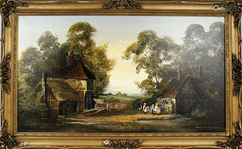 RONALD HORSEWELL OIL PAINTING DUTCH VILLAGE