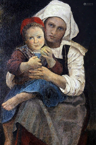 19TH CENTURY ENGLISH OIL PAINTING ON CANVAS MOTHER