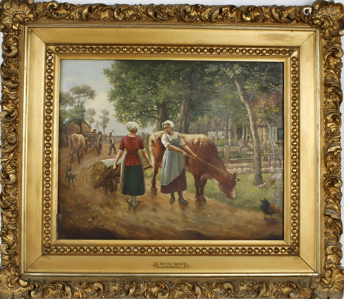 A. KINGSTON AMISH FARM OIL PAINTING