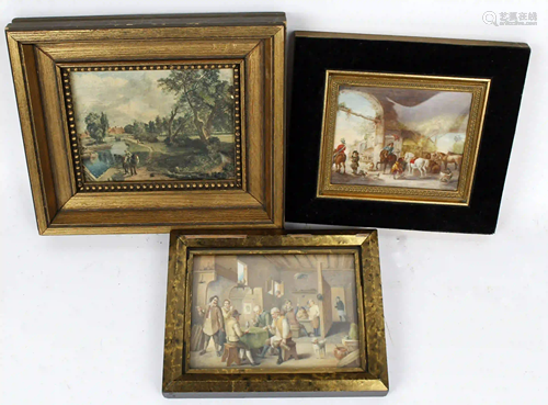 LOT OF THREE MINIATURE PAINTINGS