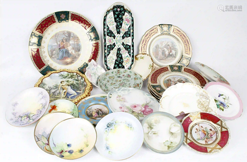 LOT OF DECORATIVE PLATES FLORAL GILT PAINTED