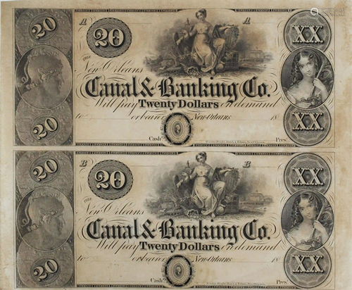 CIVIL WAR UNCUT BROKEN BANKING NOTES CANAL