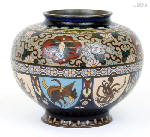 CLOISONNE MEIJI ENAMEL ON METAL URN