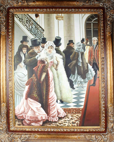 A. VICHOT OIL ON CANVAS PAINTING ORNATE FRAME