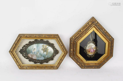 LOT OF TWO FRAMED MINIATURE PAINTINGS