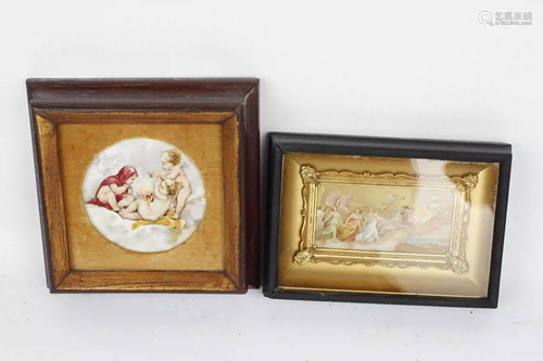 LOT OF TWO MINIATURE EMBELISHED PRINTS