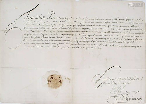 LOUIS XIV PARTIALLY PRINTED SIGNED UNTRANSLATED