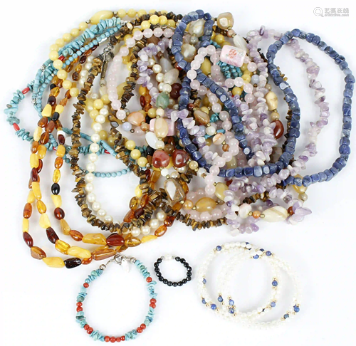 LOT OF BEAD COSTUME JEWELRY NECKLACE BRACELET RING