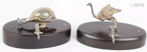 PATRICK MAVROS SILVER OSTRICH AND GUINEA HEN