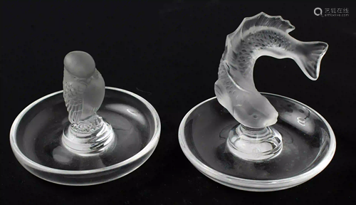 LALIQUE, FRANCE SIGNED FROSTED CRYSTAL JEWELRY - 2