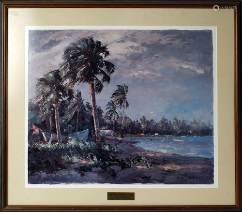 A.E. BACKUS FLORIDA ARTIST JAMAICAN SCENE PRINT