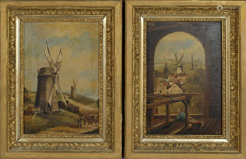 PAIR OF DUTCH WINDMILL PAINTINGS AGF